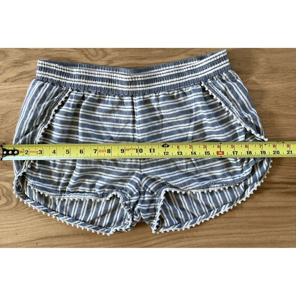 Madewell Oahu Coverup Shorts Stripe White Blue Pompom Trim XS Beach Coastal Chic - Picture 9 of 12